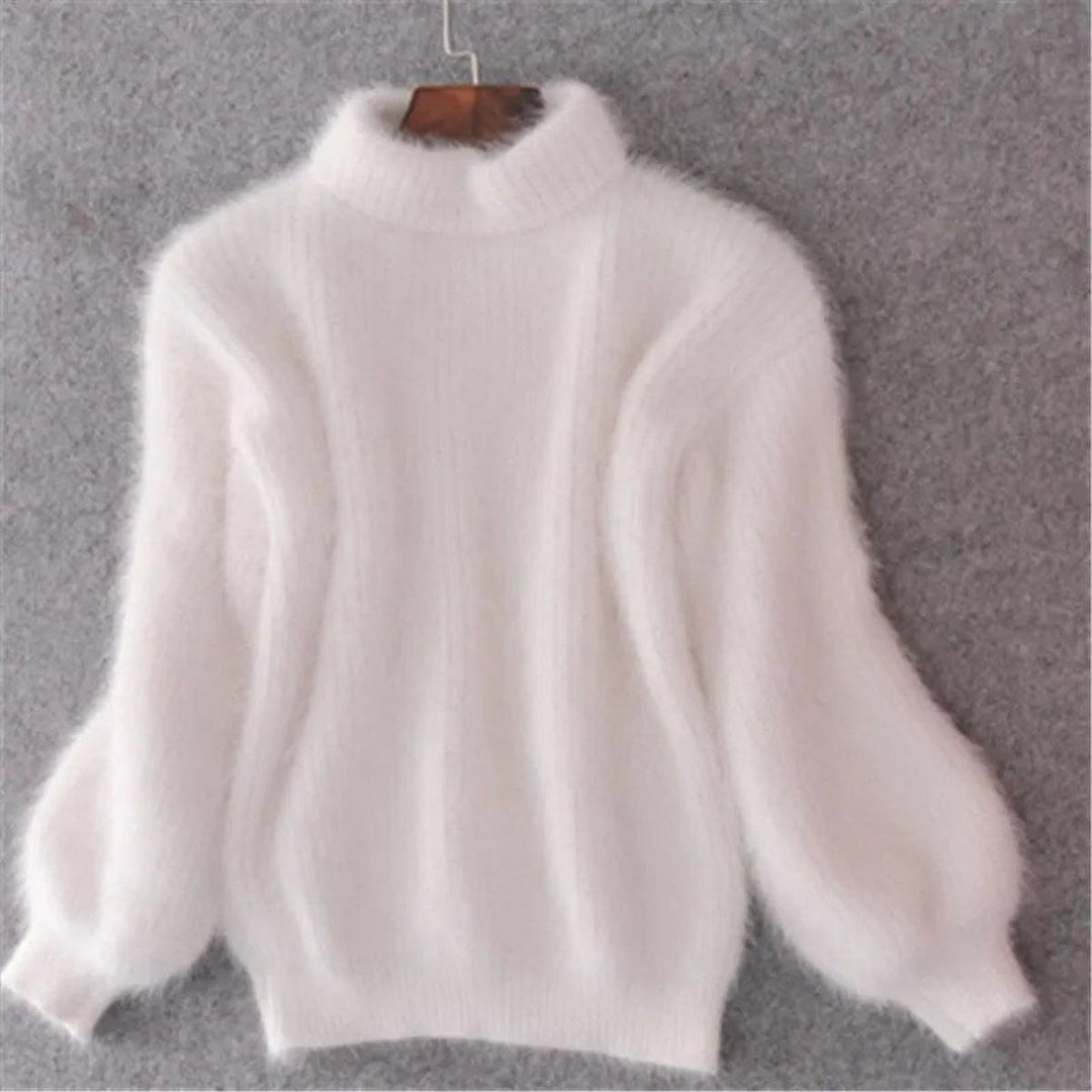 Women's Fluffy Turtleneck Oversized Knit Jumper