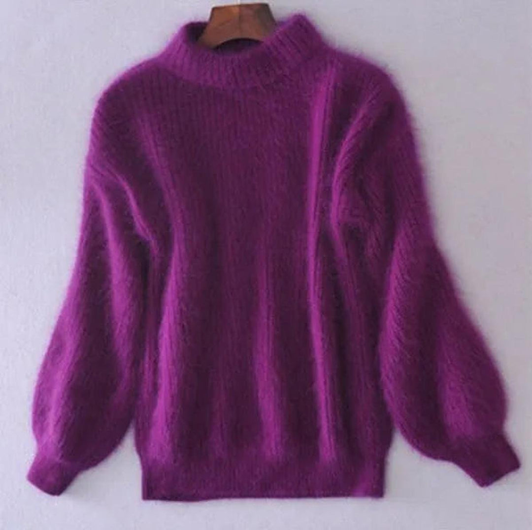 Women's Fluffy Turtleneck Oversized Knit Jumper