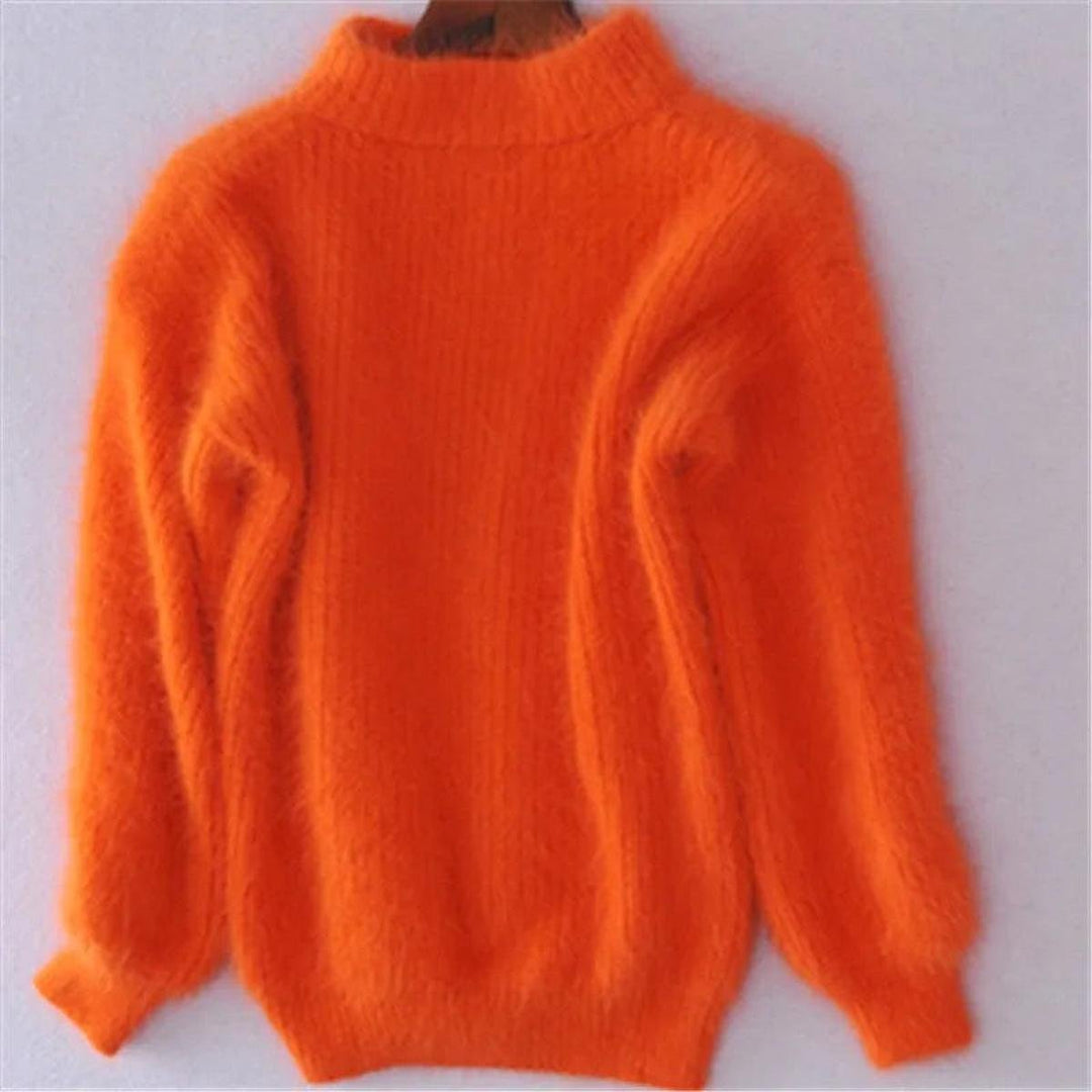 Women's Fluffy Turtleneck Oversized Knit Jumper