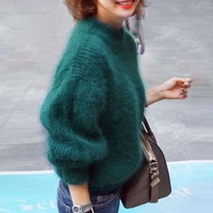 Women's Fluffy Turtleneck Oversized Knit Jumper