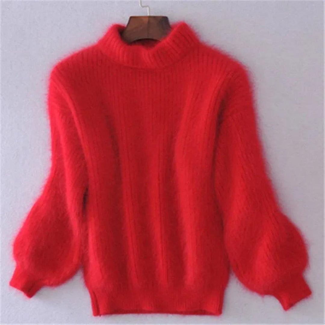 Women's Fluffy Turtleneck Oversized Knit Jumper