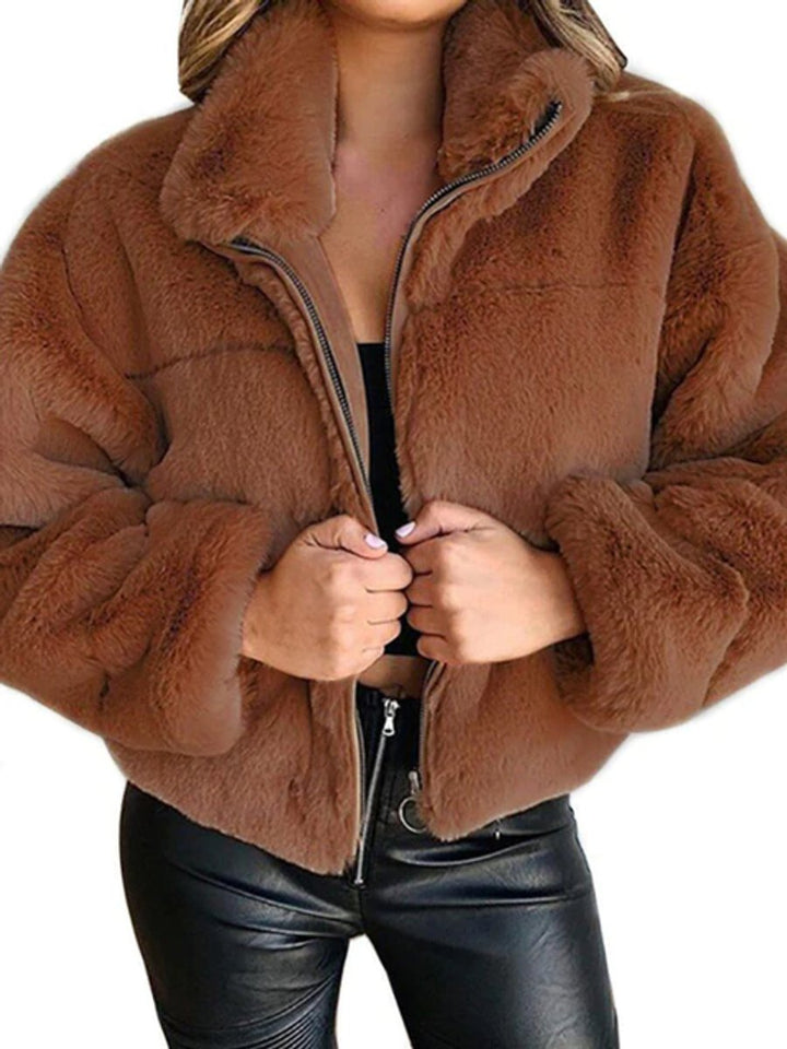 Women's Fluffy Zip-Up Short Faux Fur Coat