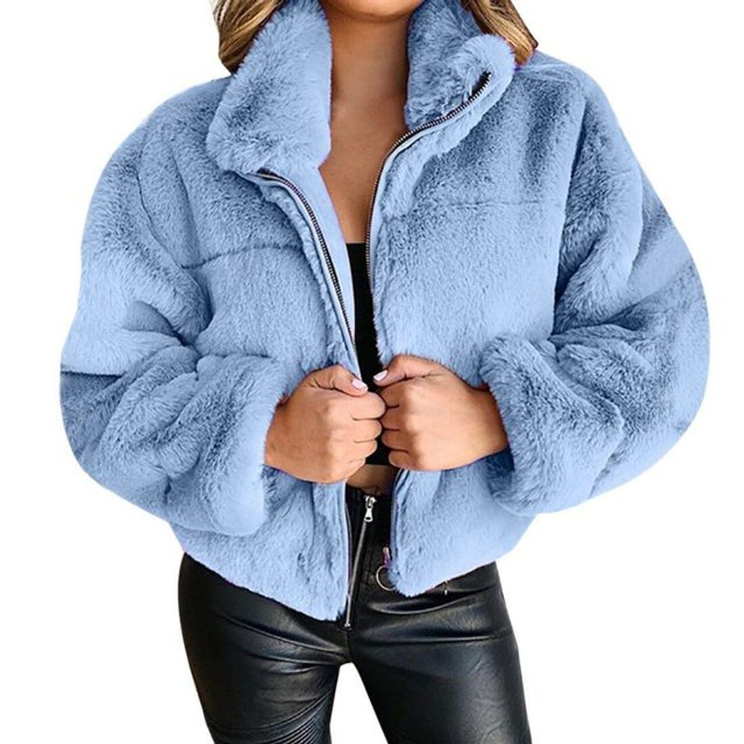 Women's Fluffy Zip-Up Short Faux Fur Coat