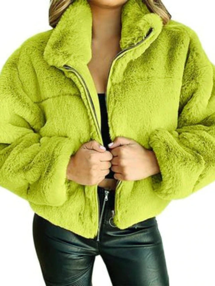 Women's Fluffy Zip-Up Short Faux Fur Coat