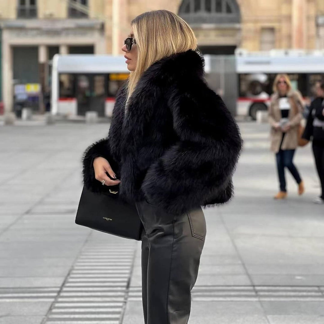 Women's Glamorous Short Faux Fur Coat Cropped Jacket
