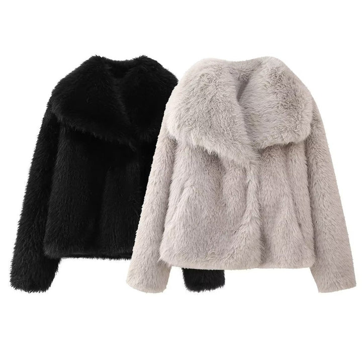 Women's Glamorous Short Faux Fur Coat Cropped Jacket