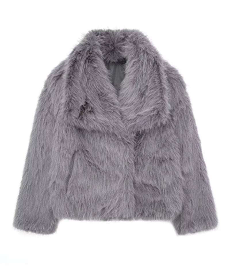 Women's Glamorous Short Faux Fur Coat Cropped Jacket