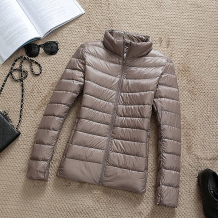 Women's Glossy Quilted Hooded Short Puffer Jacket