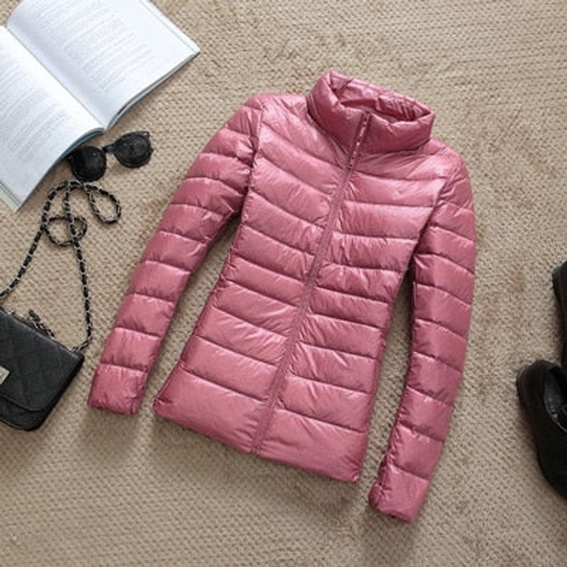 Women's Glossy Quilted Hooded Short Puffer Jacket