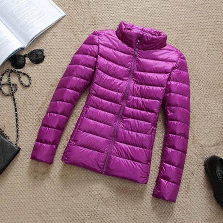Women's Glossy Quilted Hooded Short Puffer Jacket