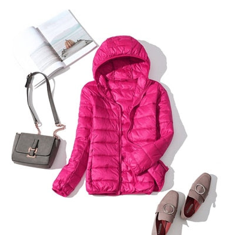 Women's Glossy Quilted Hooded Short Puffer Jacket