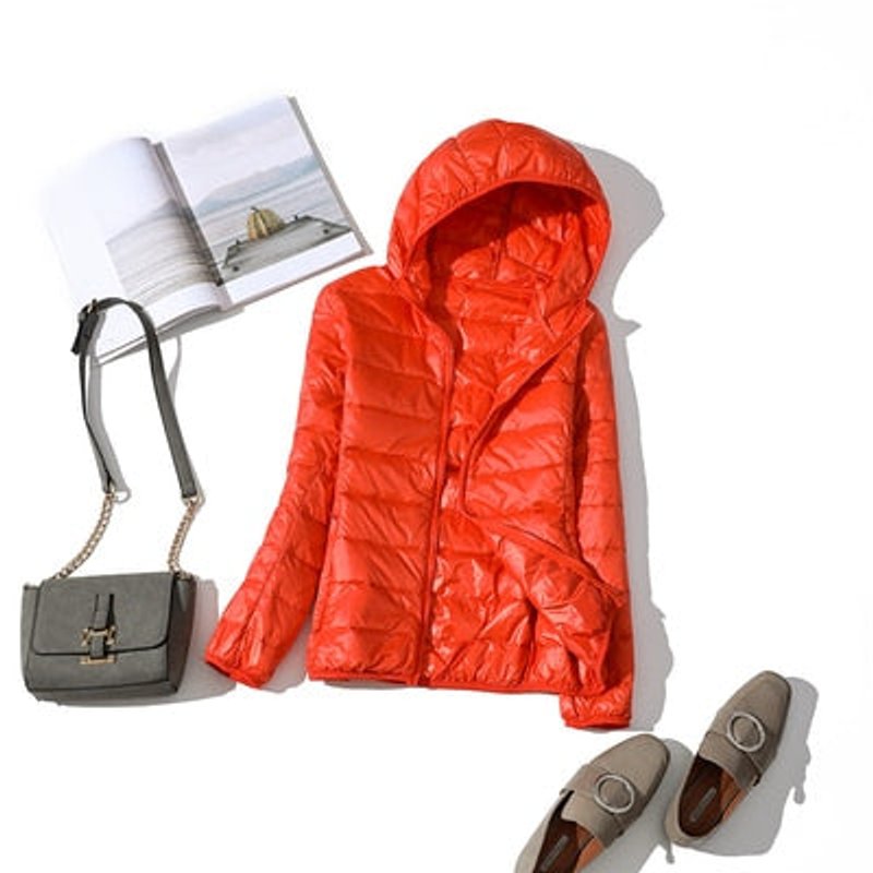 Women's Glossy Quilted Hooded Short Puffer Jacket