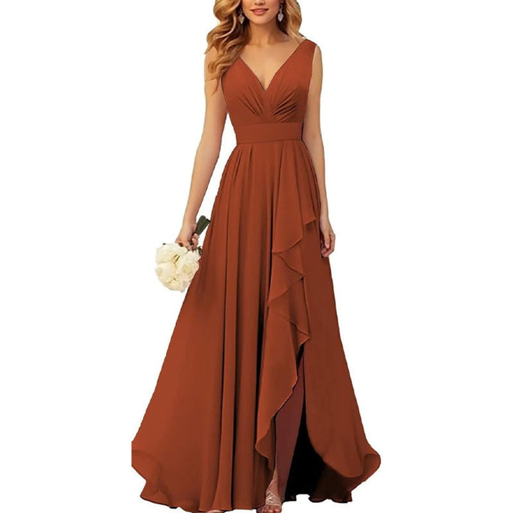 Women's Halter-Neck Chiffon Asymmetric Cocktail Party Dress