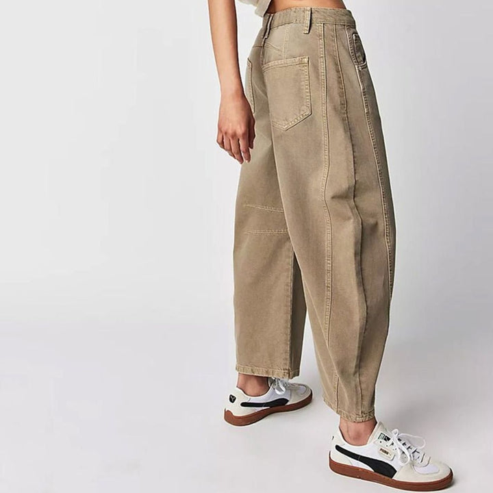 Women's High-Waist Barrel-Leg Relaxed-Fit Acid-Wash Jeans
