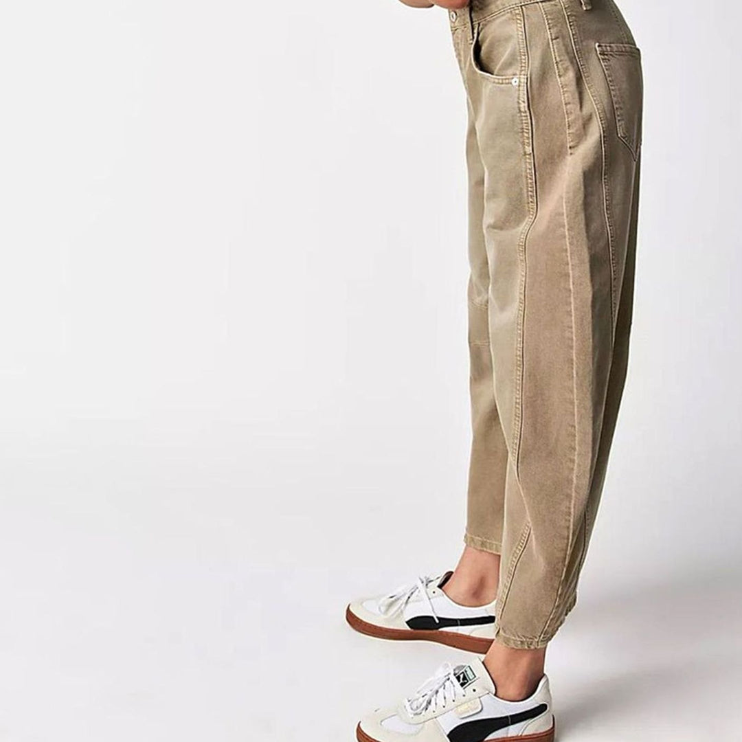 Women's High-Waist Barrel-Leg Relaxed-Fit Acid-Wash Jeans