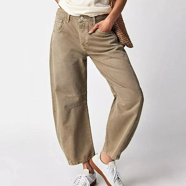 Women's High-Waist Barrel-Leg Relaxed-Fit Acid-Wash Jeans
