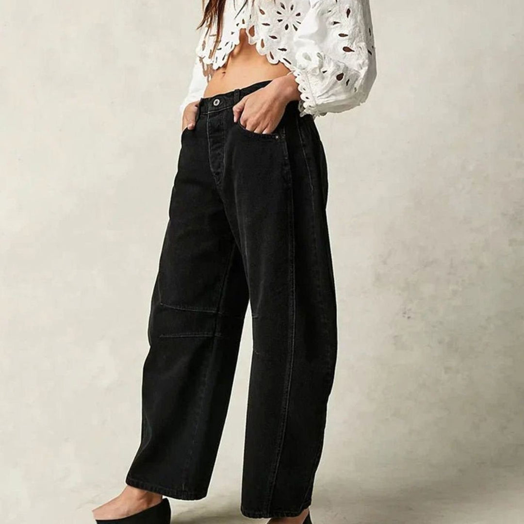 Women's High-Waist Barrel-Leg Relaxed-Fit Acid-Wash Jeans