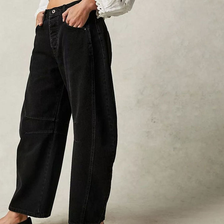 Women's High-Waist Barrel-Leg Relaxed-Fit Acid-Wash Jeans
