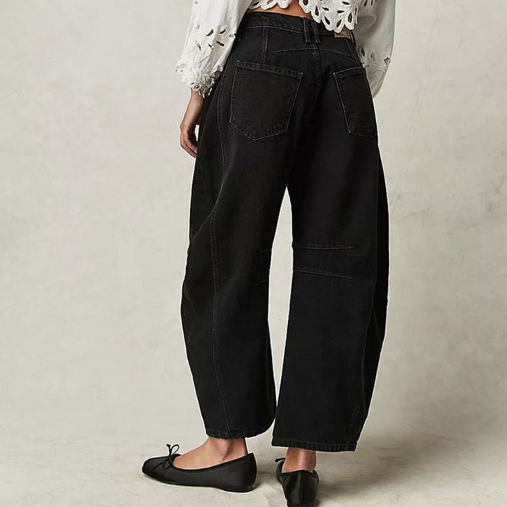Women's High-Waist Barrel-Leg Relaxed-Fit Acid-Wash Jeans