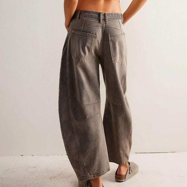 Women's High-Waist Barrel-Leg Relaxed-Fit Acid-Wash Jeans
