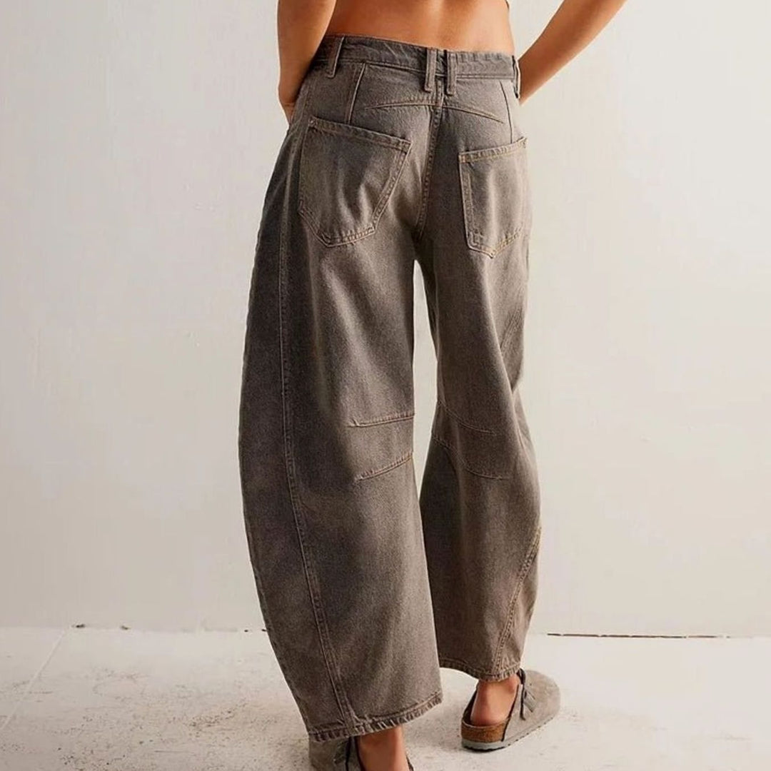 Women's High-Waist Barrel-Leg Relaxed-Fit Acid-Wash Jeans