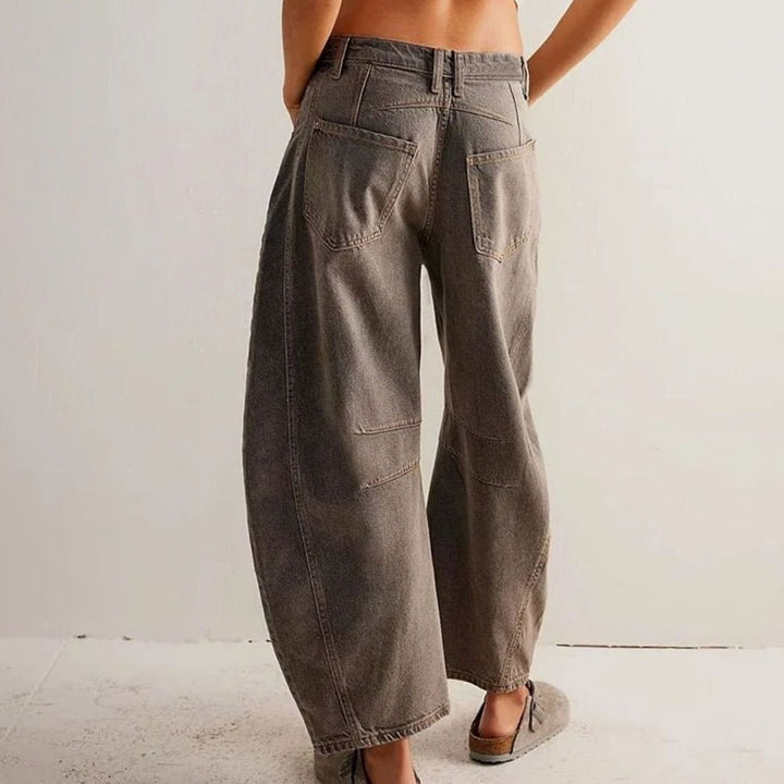 Women's High-Waist Barrel-Leg Relaxed-Fit Acid-Wash Jeans