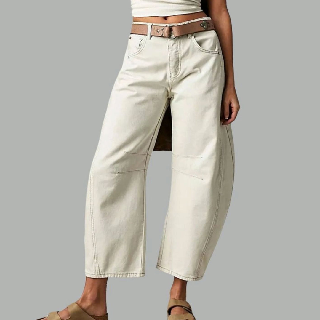 Women's High-Waist Barrel-Leg Relaxed-Fit Acid-Wash Jeans