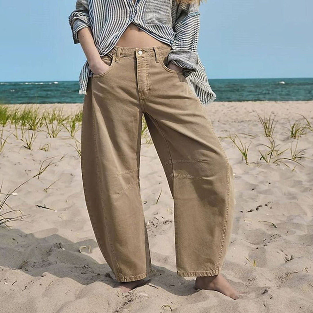 Women's High-Waist Barrel-Leg Relaxed-Fit Acid-Wash Jeans