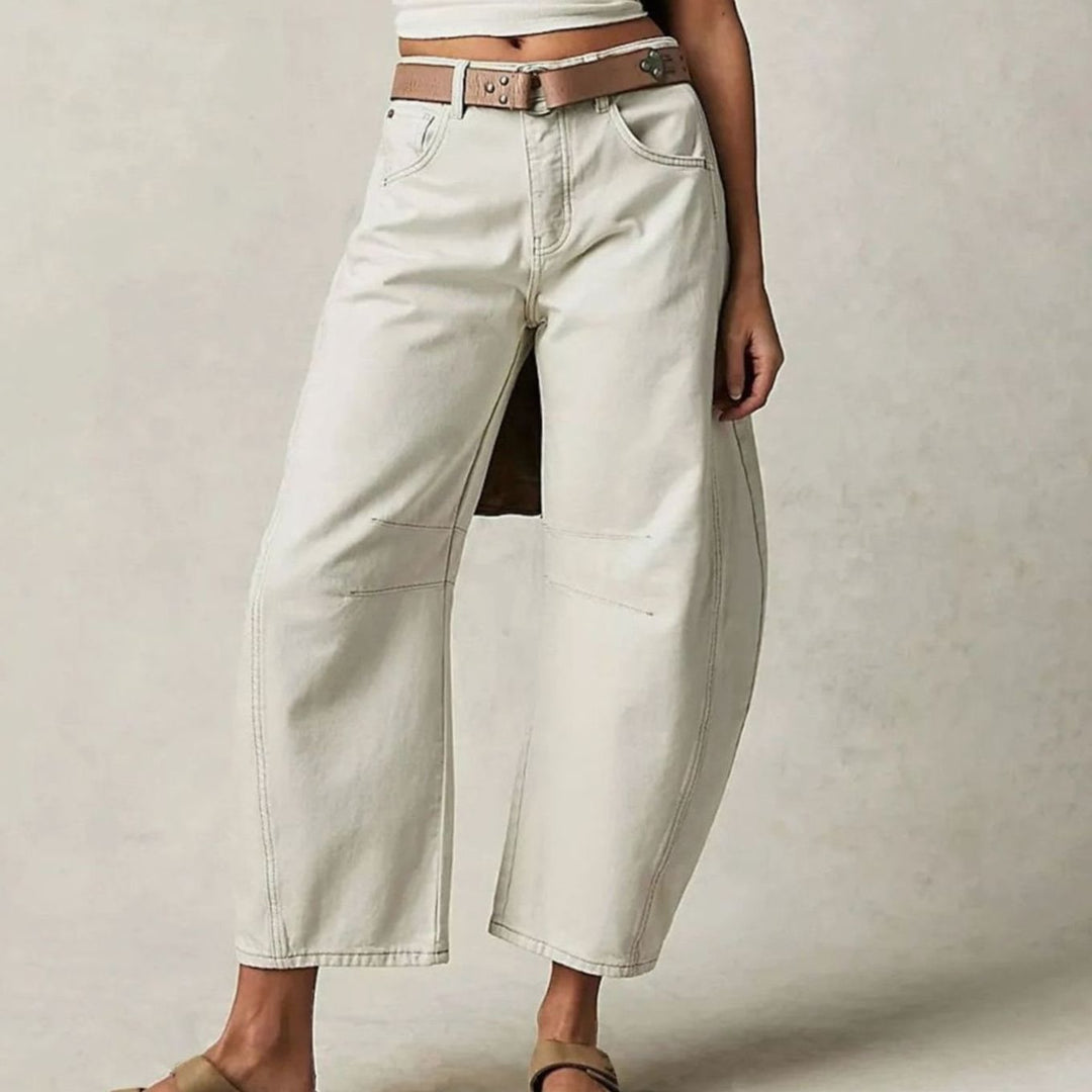 Women's High-Waist Barrel-Leg Relaxed-Fit Acid-Wash Jeans