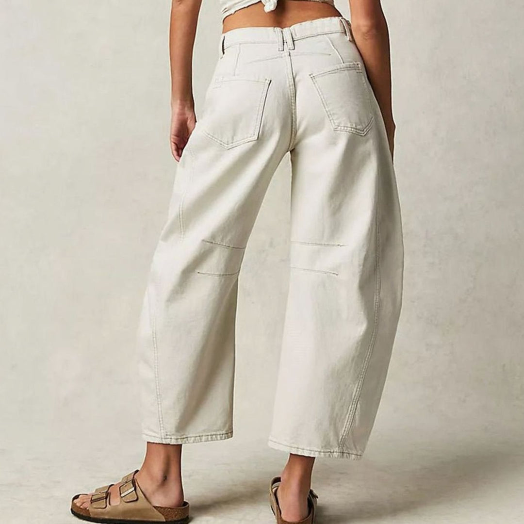 Women's High-Waist Barrel-Leg Relaxed-Fit Acid-Wash Jeans