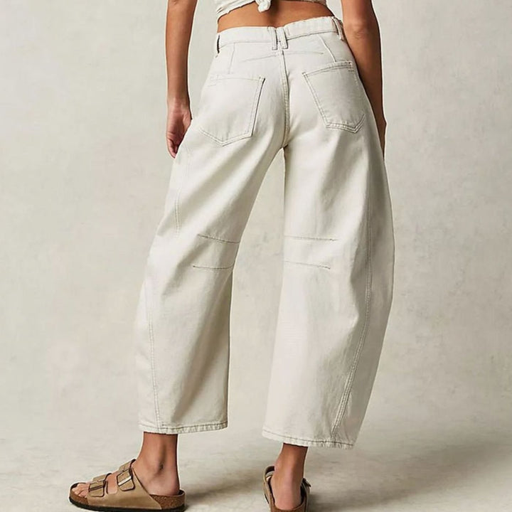 Women's High-Waist Barrel-Leg Relaxed-Fit Acid-Wash Jeans