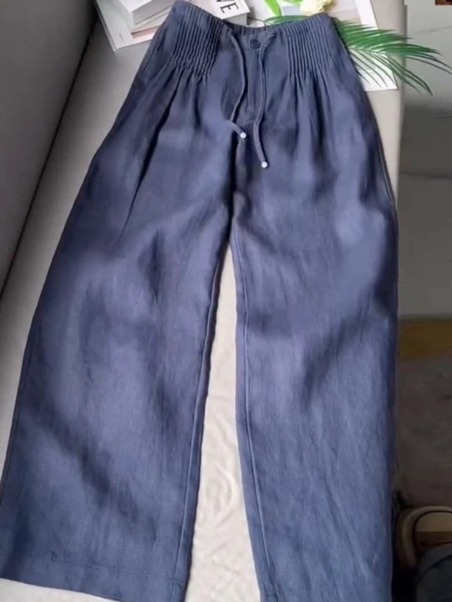 Women's High-Waist Drawstring Wide Leg Trousers Viscose