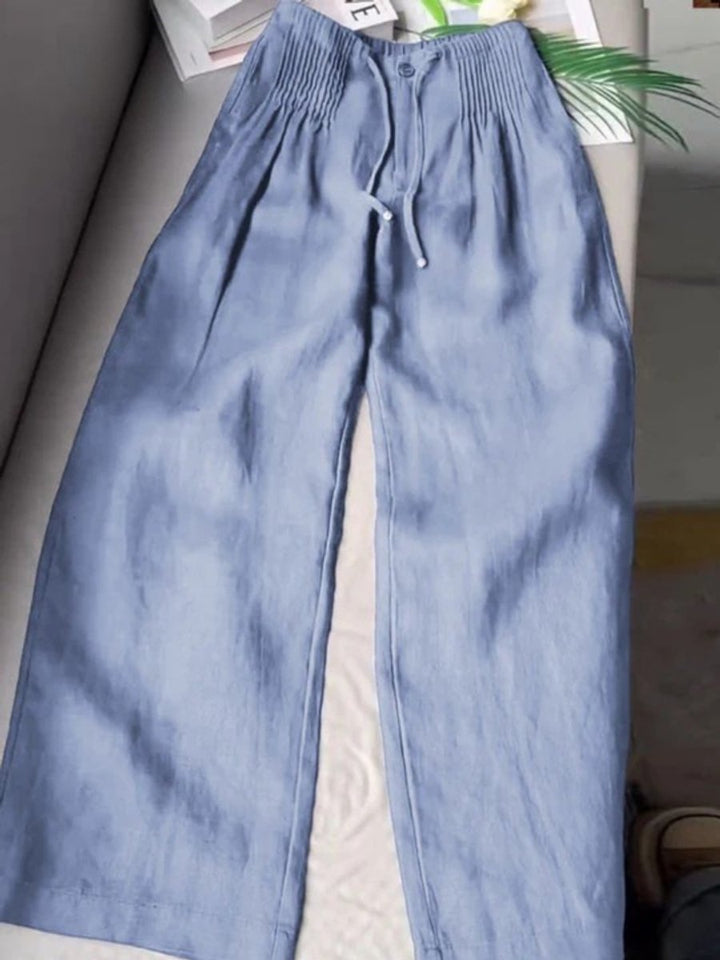 Women's High-Waist Drawstring Wide Leg Trousers Viscose