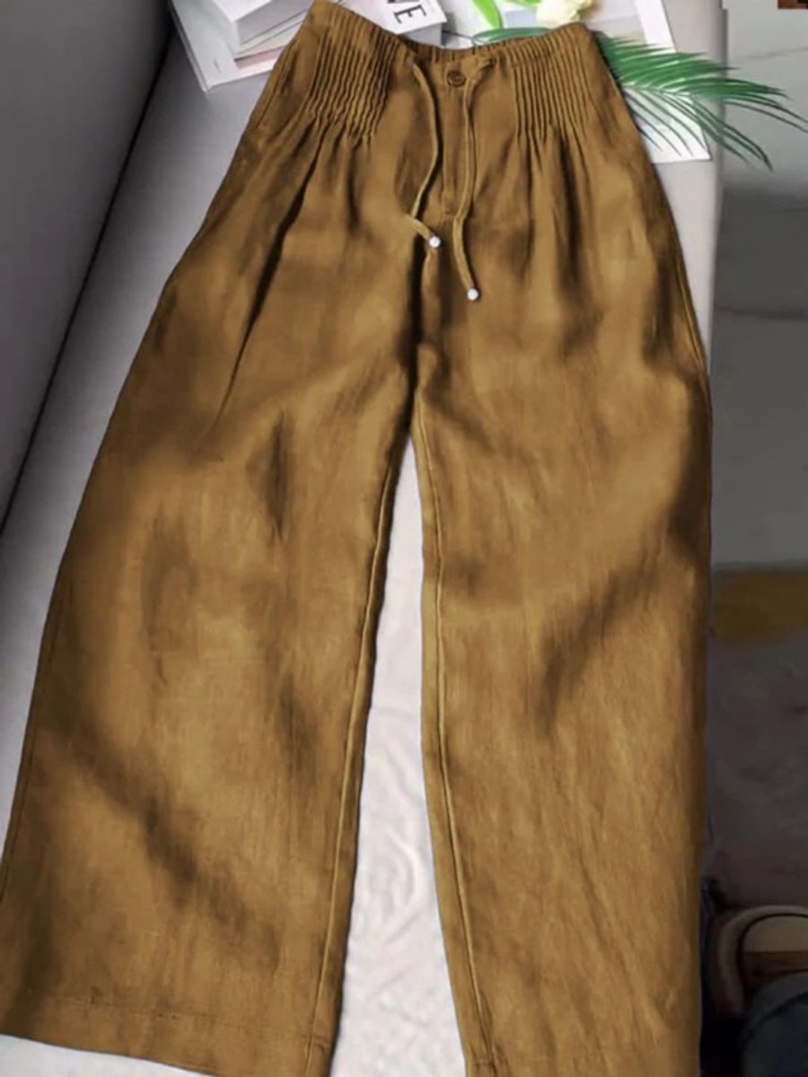 Women's High-Waist Drawstring Wide Leg Trousers Viscose