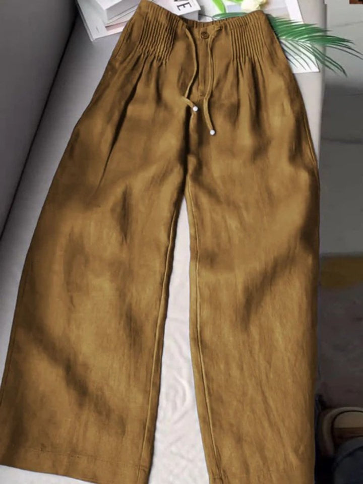 Women's High-Waist Drawstring Wide Leg Trousers Viscose