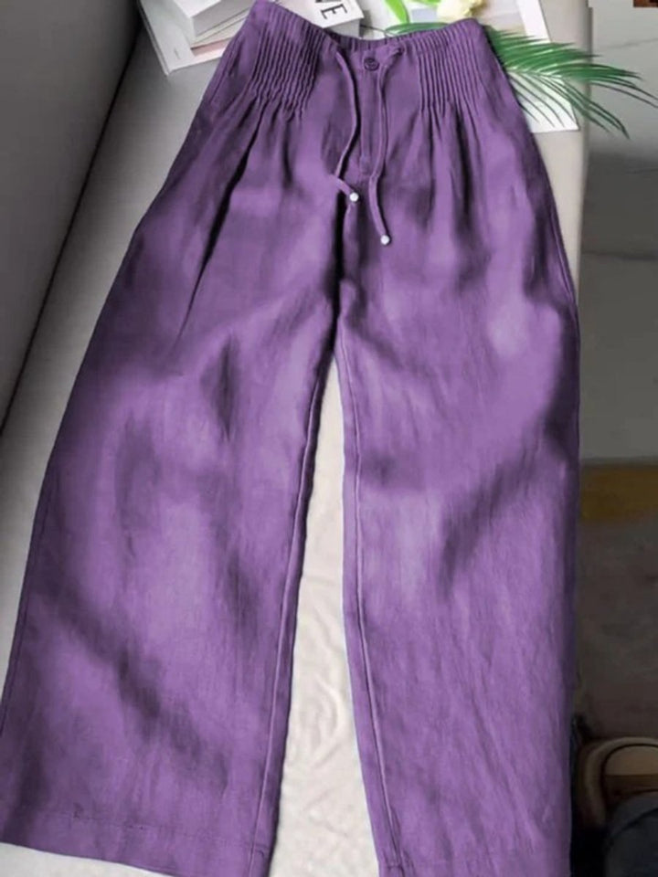 Women's High-Waist Drawstring Wide Leg Trousers Viscose