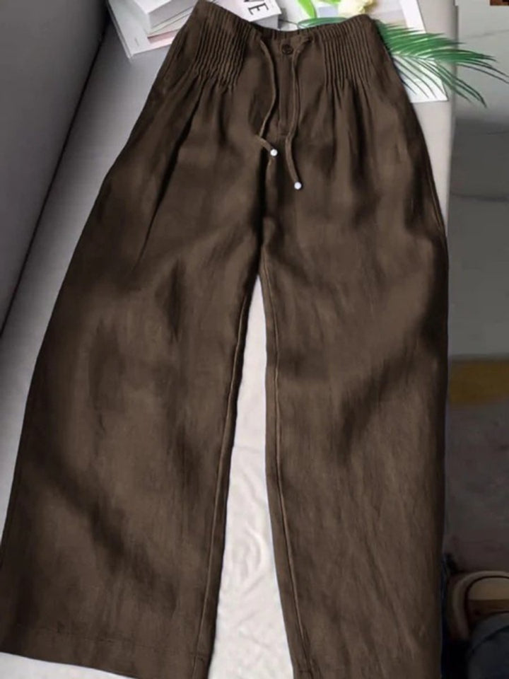 Women's High-Waist Drawstring Wide Leg Trousers Viscose
