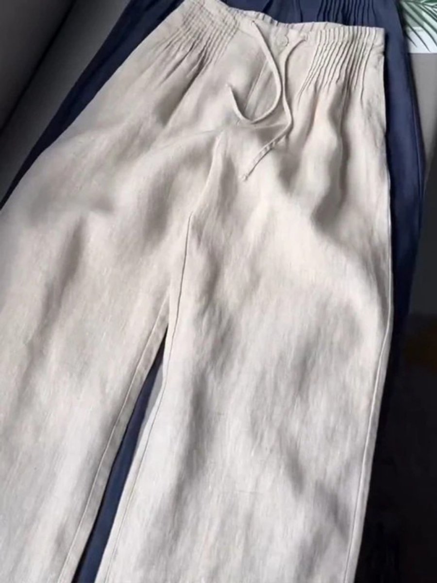 Women's High-Waist Drawstring Wide Leg Trousers Viscose