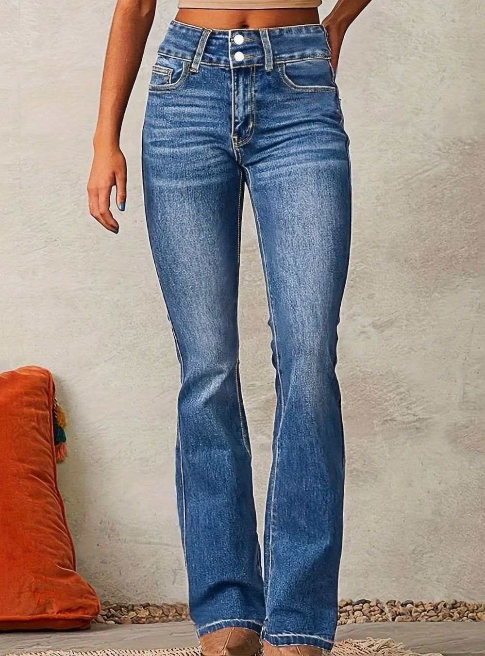 Women's High-Waist Flared Bootcut Denim Jeans