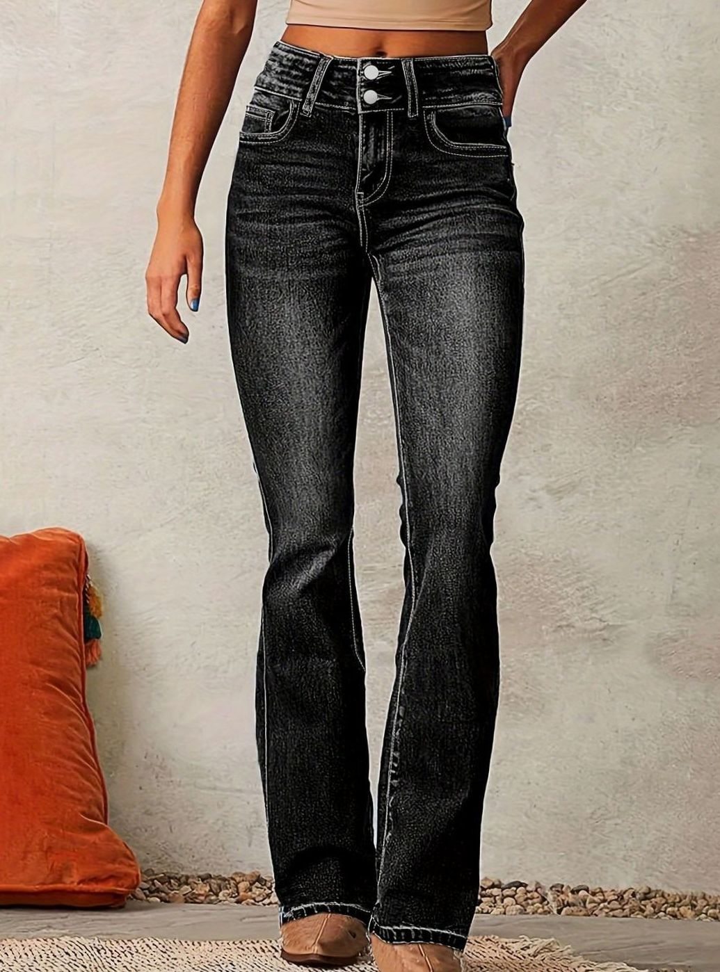 Women's High-Waist Flared Bootcut Denim Jeans
