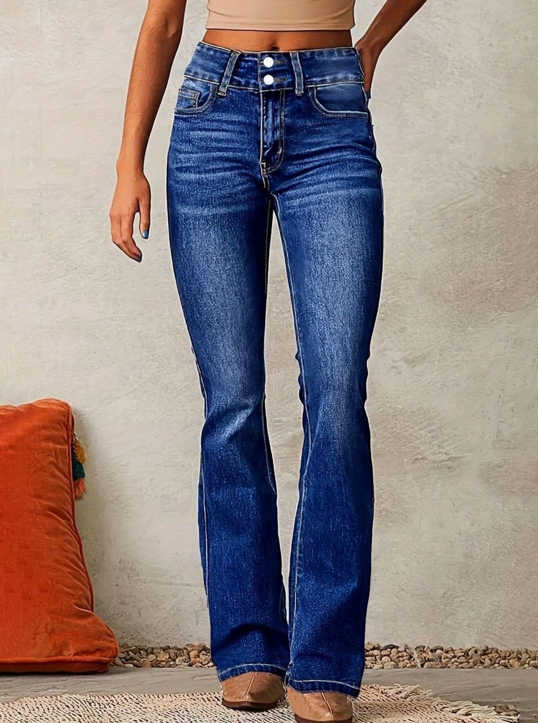 Women's High-Waist Flared Bootcut Denim Jeans
