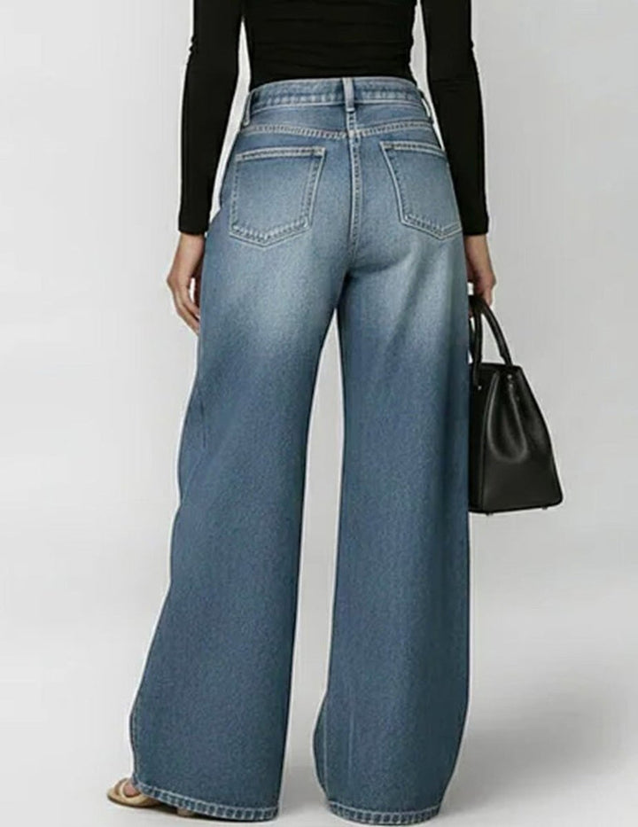 Women's High-Waist Grommet-Detail Wide Leg Trousers