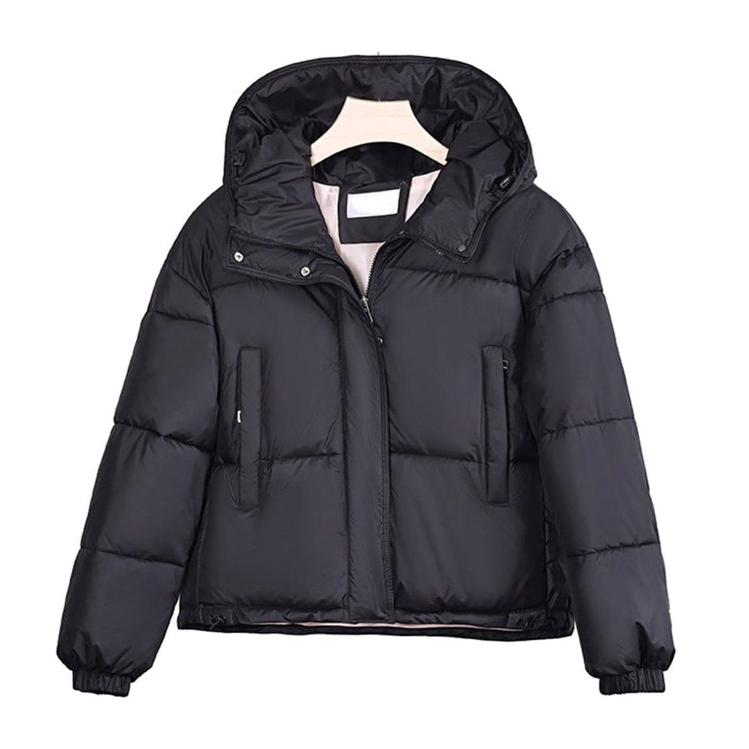Women's Hooded Boxy-Fit Quilted Puffer Jacket Drawstring Hem