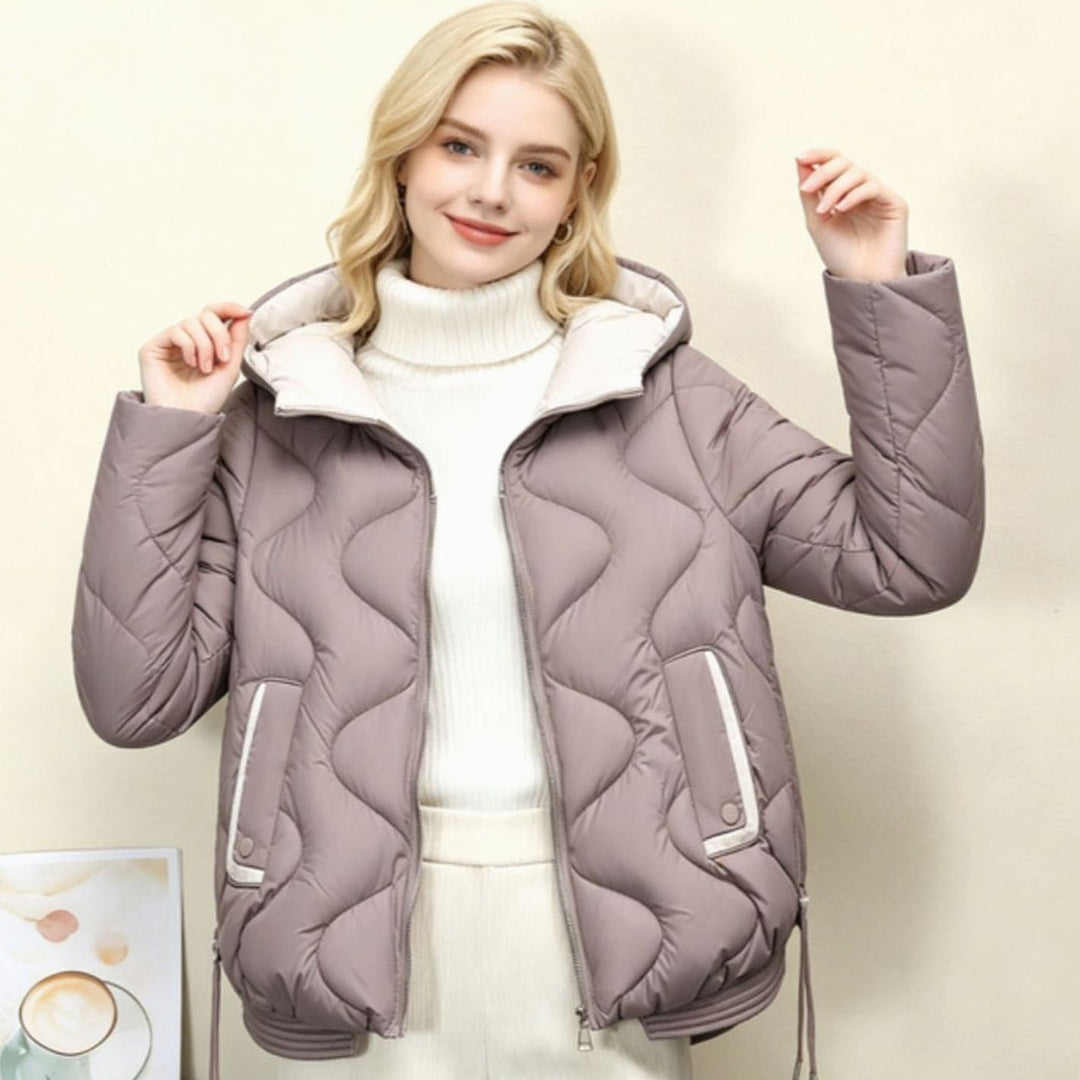 Women's Hooded Diamond-Quilted Cropped Puffer Jacket
