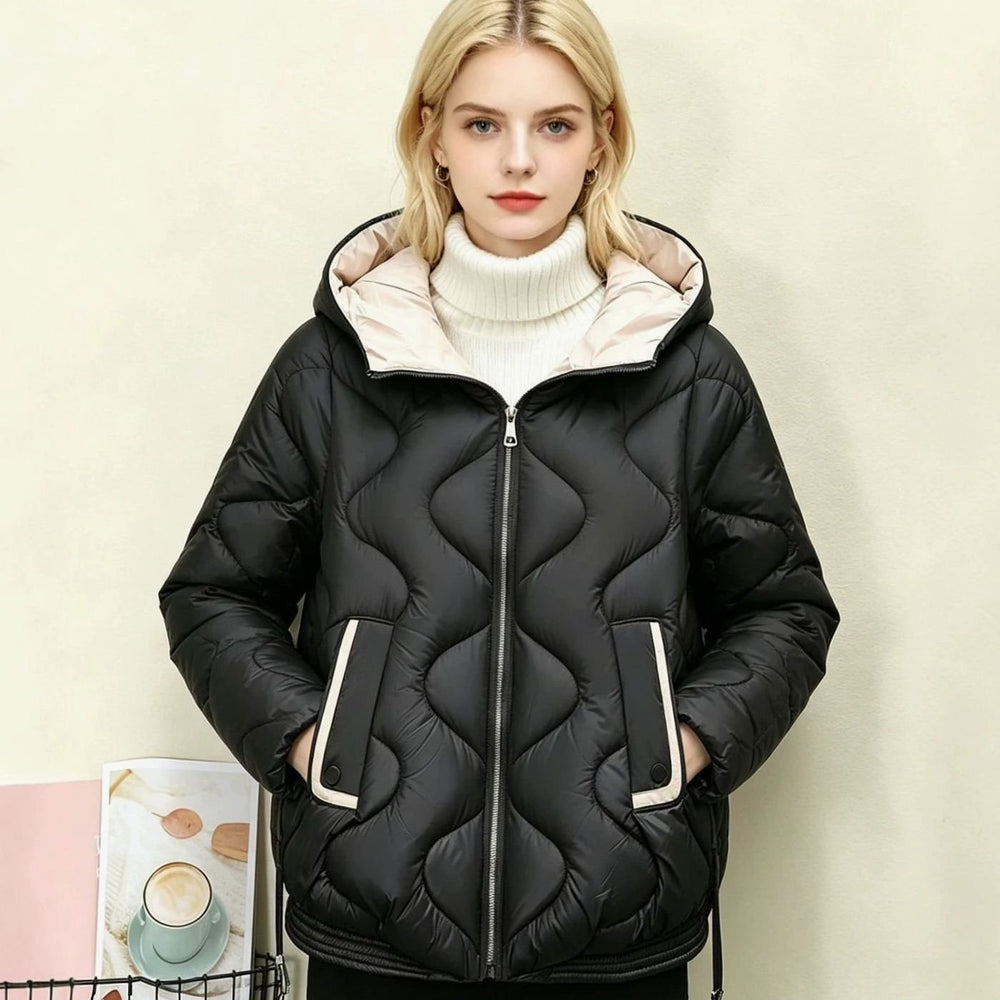 Women's Hooded Diamond-Quilted Cropped Puffer Jacket