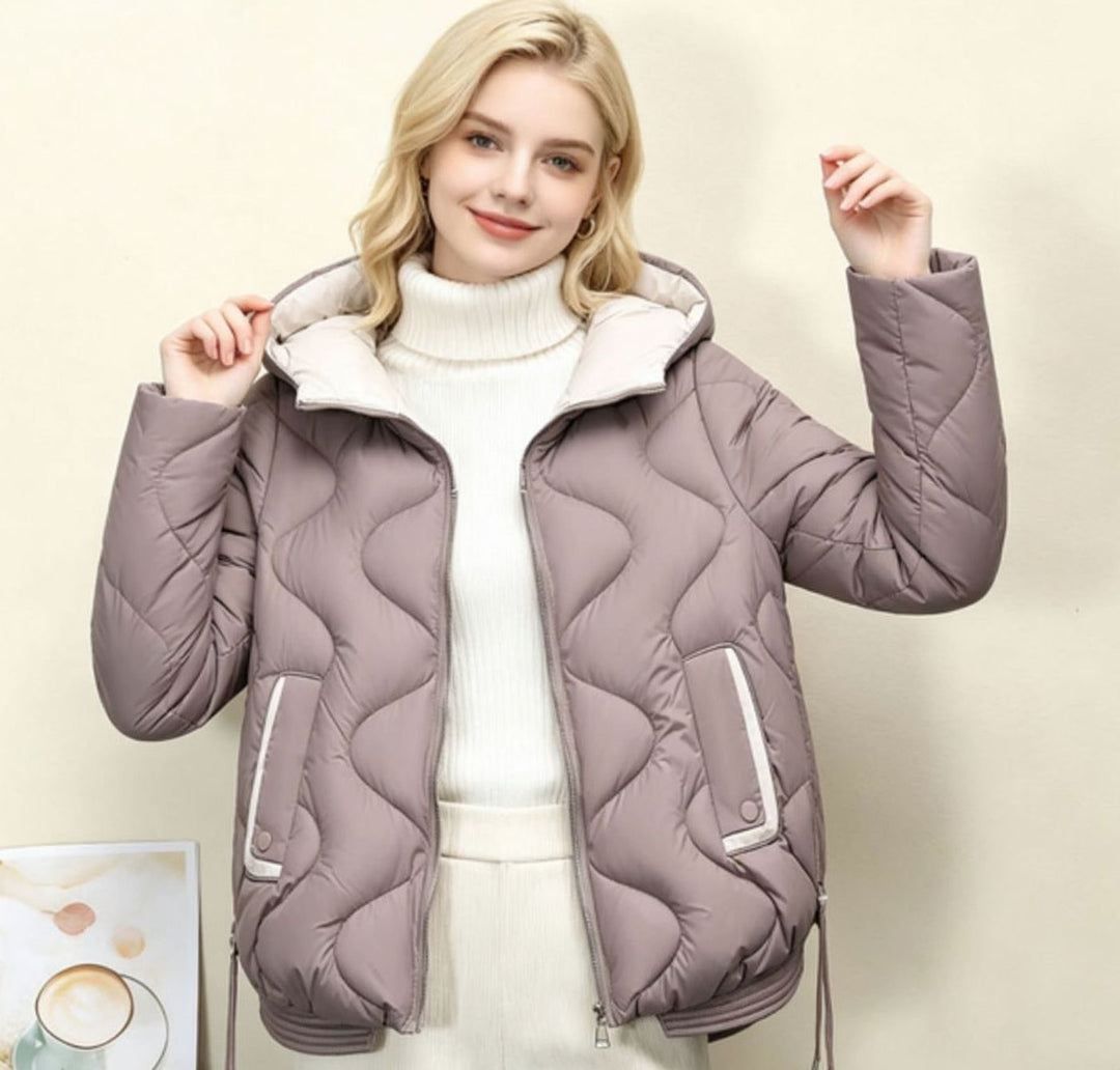 Women's Hooded Diamond-Quilted Cropped Puffer Jacket - Champagne