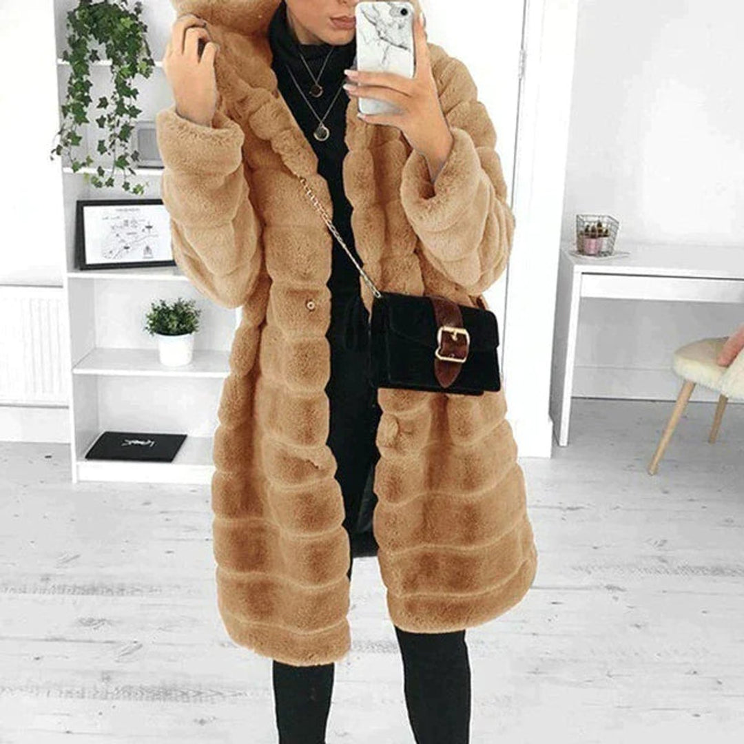 Women's Hooded Long Shaggy Faux Fur Coat