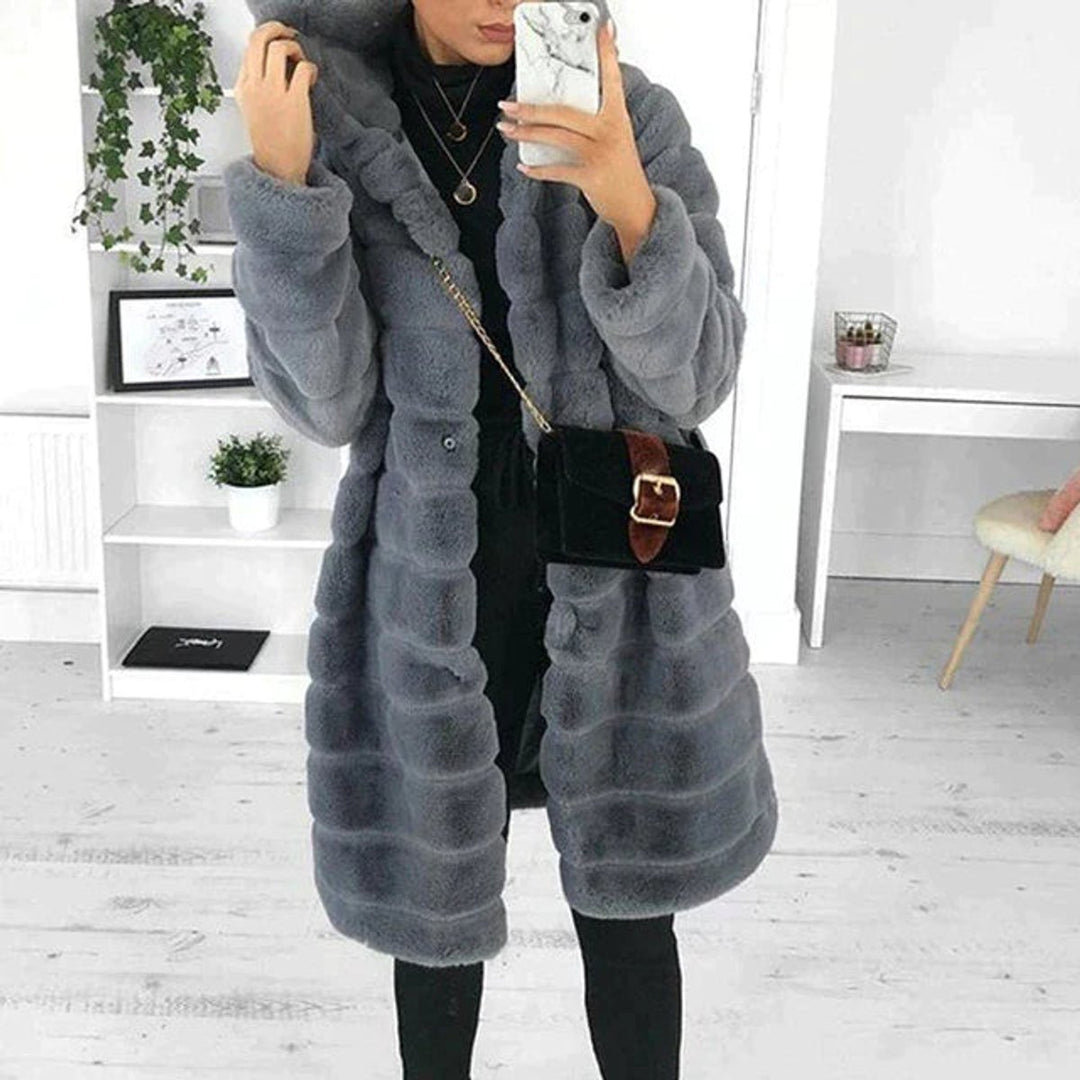 Women's Hooded Long Shaggy Faux Fur Coat