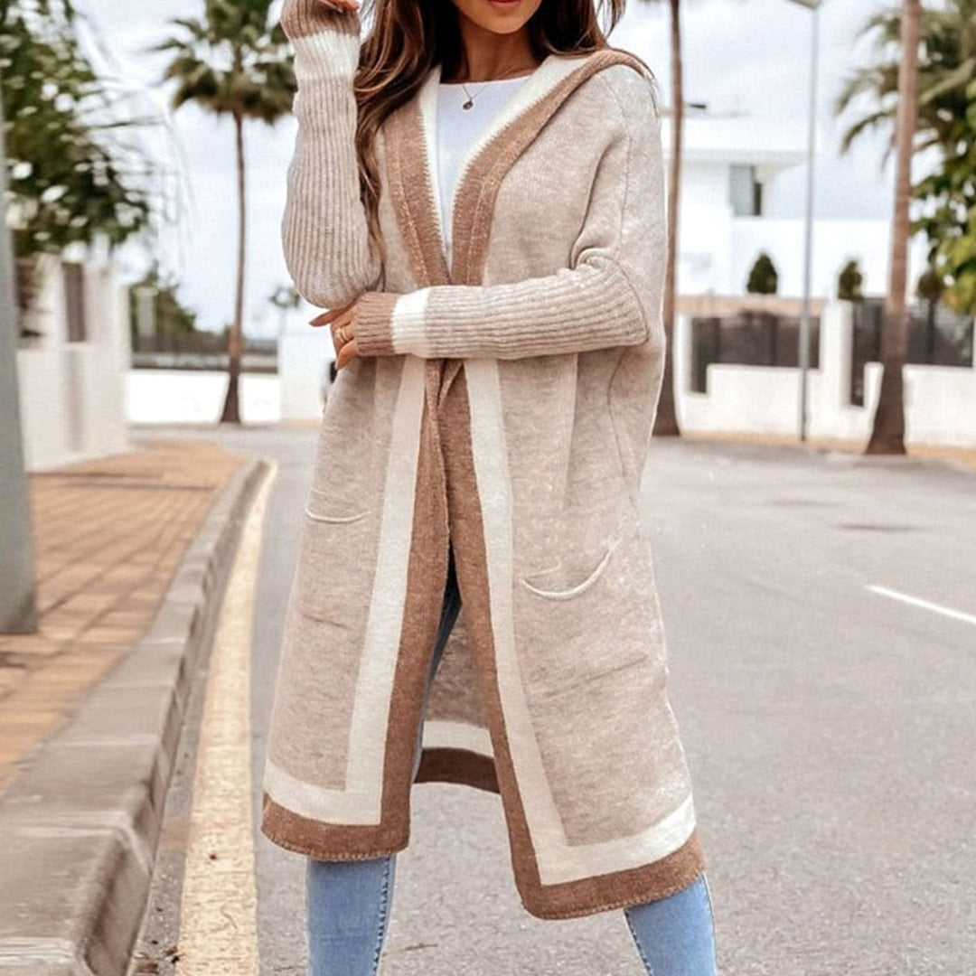 Women's Hooded Longline Oversized Knit Cardigan Open Front