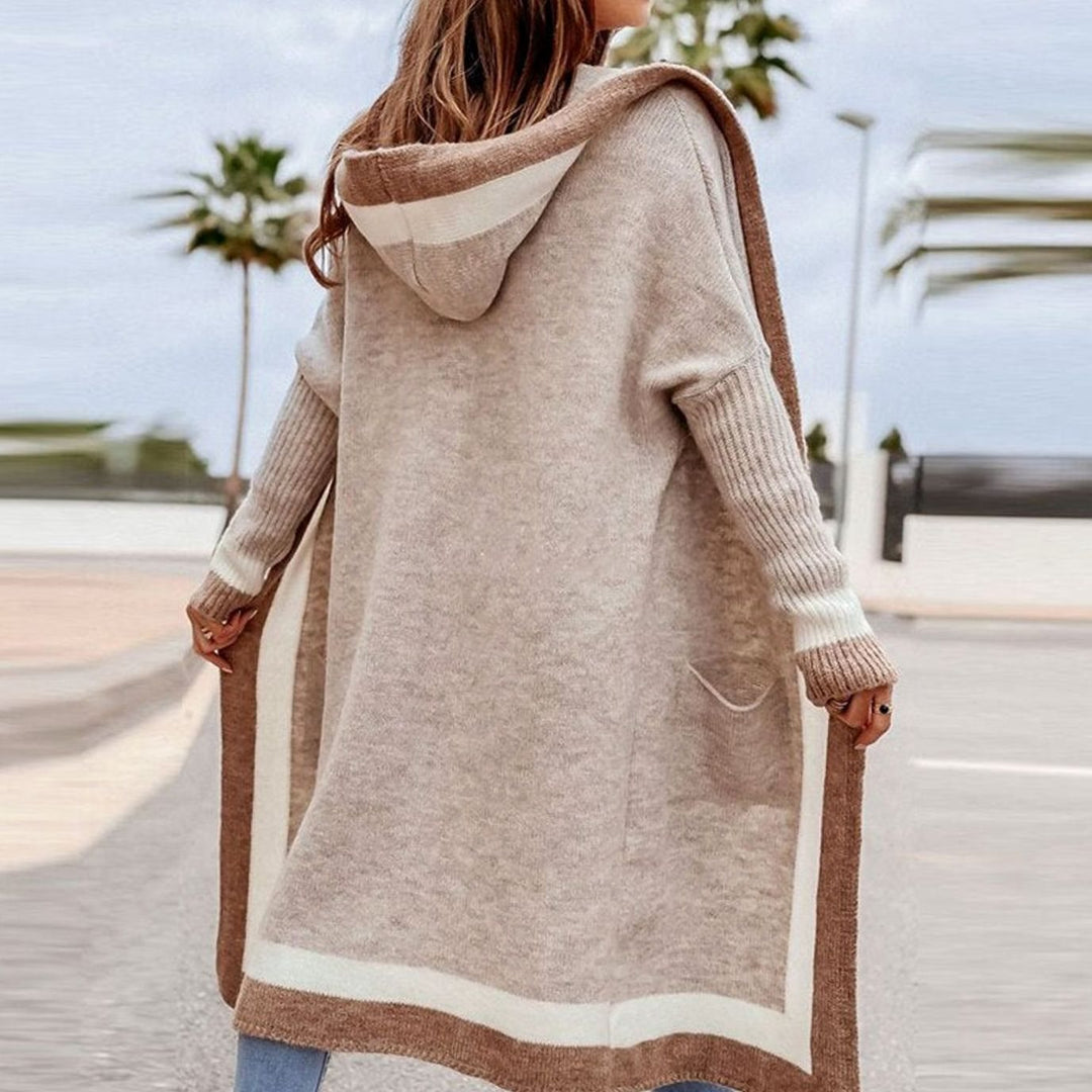 Women's Hooded Longline Oversized Knit Cardigan Open Front